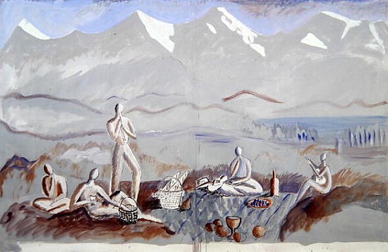 Das Picknick, 1992 (Gesso & Pigmente auf Papier)