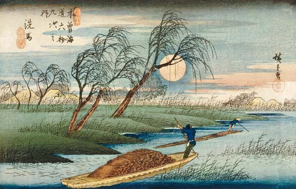 Vollmond bei Seba, aus der Serie ''69 Stationen des Kisokaido'', ca. 1837-42 (siehe auch 3941)