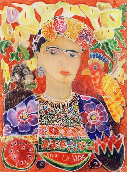 Hommage an Frida Kahlo, 2002 (farbige Tinte auf Seide)