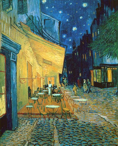 Caféterrasse bei Nacht