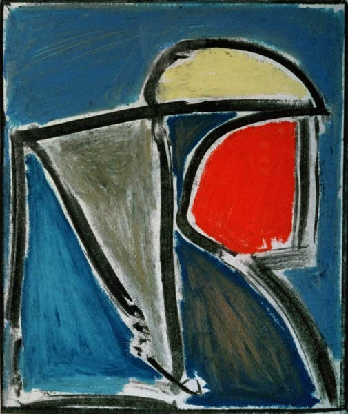 Maske, 1995 (Wachsmalstift, Pastell und Kohle auf Papier)