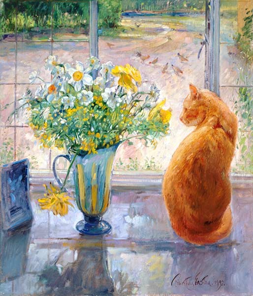 Gestreifter Krug mit Frühlingsblumen, 1992