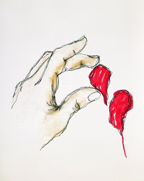 Ein Stück deines Herzens, 1996 (Feder und Aquarell auf Papier)