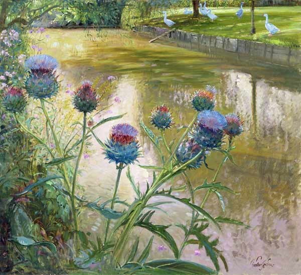 Karden am Wassergraben (Öl auf Leinwand)