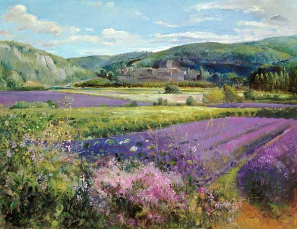 Lavendelfelder in der alten Provence (Öl auf Leinwand)