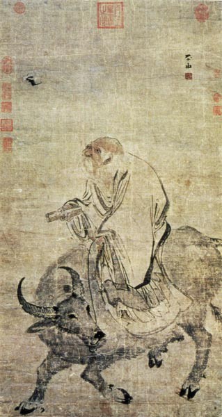 Lao-tzu (ca. 604-531 v. Chr.) reitet auf seinem Ochsen