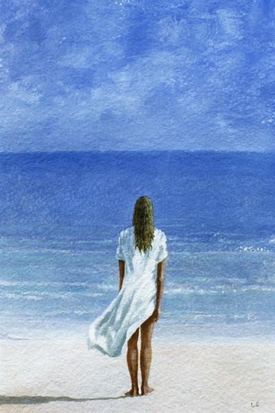 Mädchen am Strand, 1995 (Aquarell auf Papier)