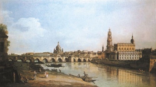 Dresden von Neustadt aus mit Hof- und Frauenkirche