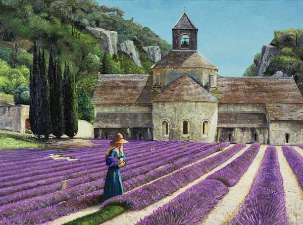 Lavendelpflücker, Abtei Senanque, Provence (Öl auf Leinwand)