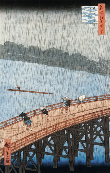 Plötzlicher Regenschauer über der Shin-Ohashi-Brücke und Atake (Ohashi Atake no Yudachi), aus der Se