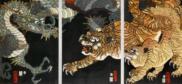 Ein Drache und zwei Tiger