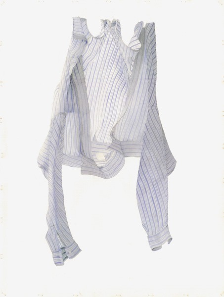 Gestreiftes blaues Hemd im Wind, 2004 (Aquarell auf Papier)